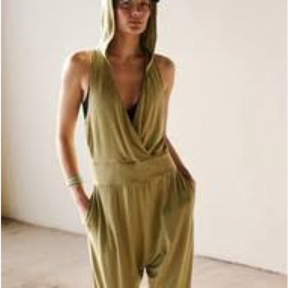 Intimately Free People Orange Rust Hooded Jumpsuit